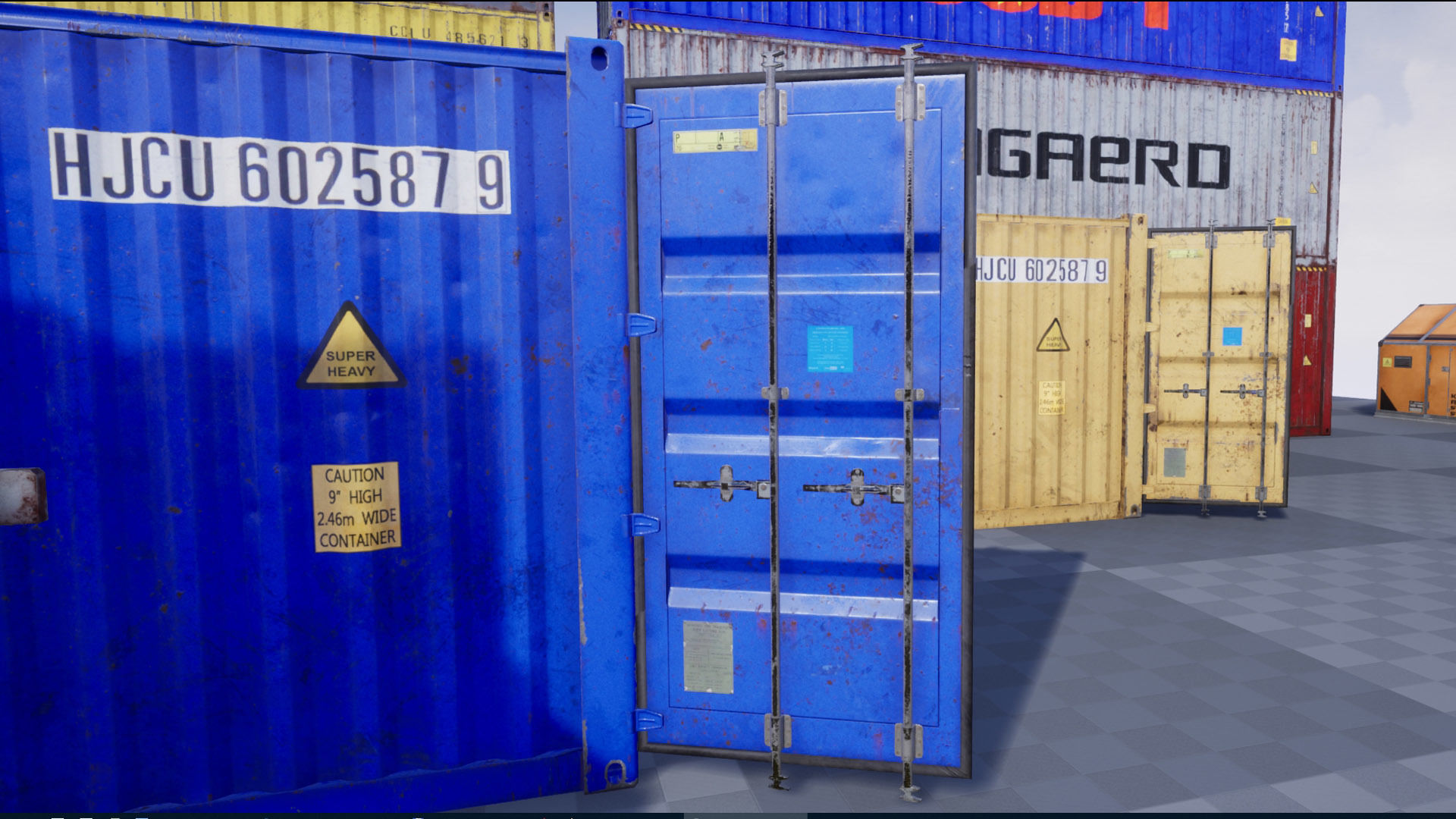 Shipping Containers with various skins Low-poly 3D model_6