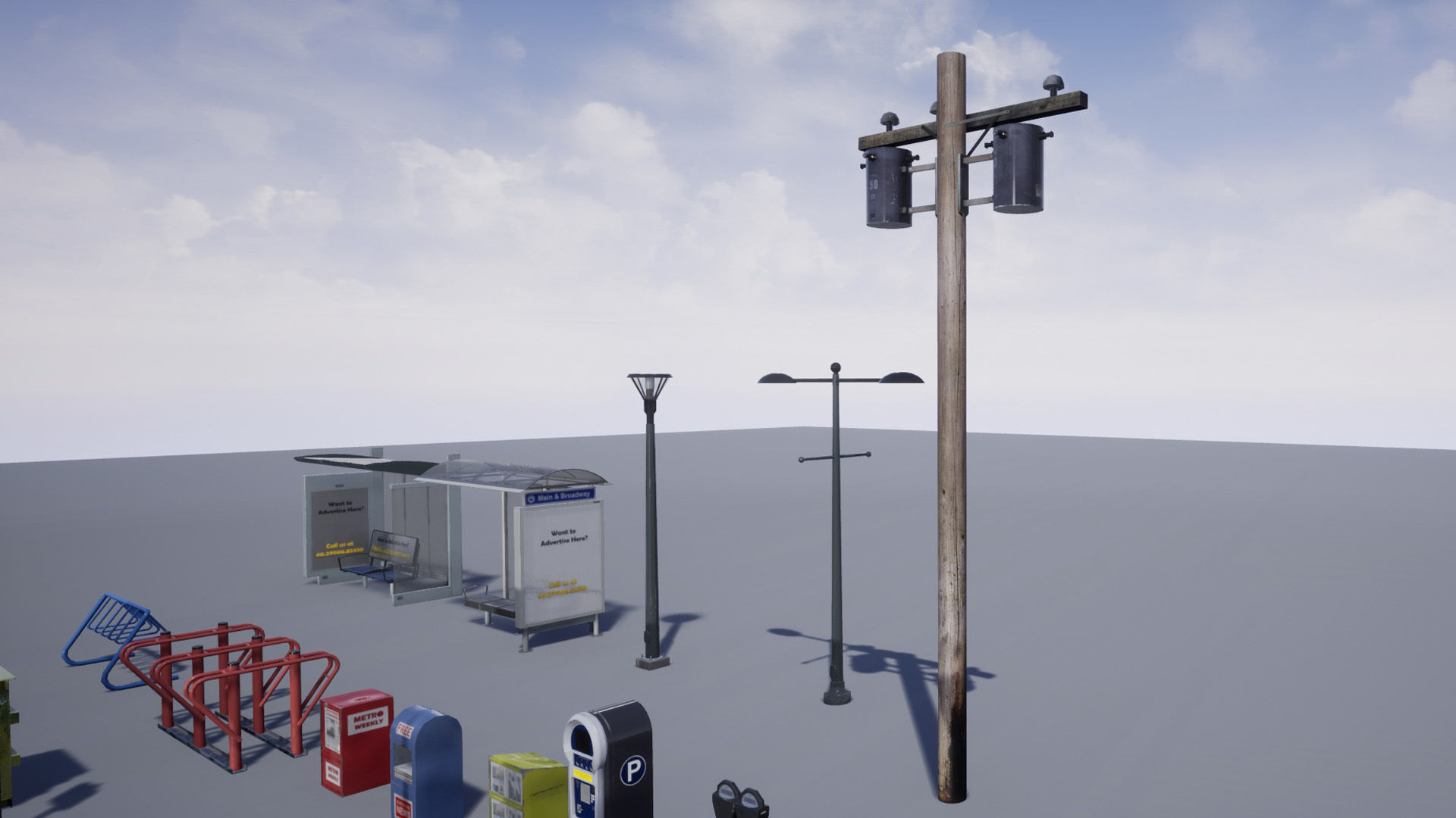 Street Prop Collection Low-poly 3D model_16