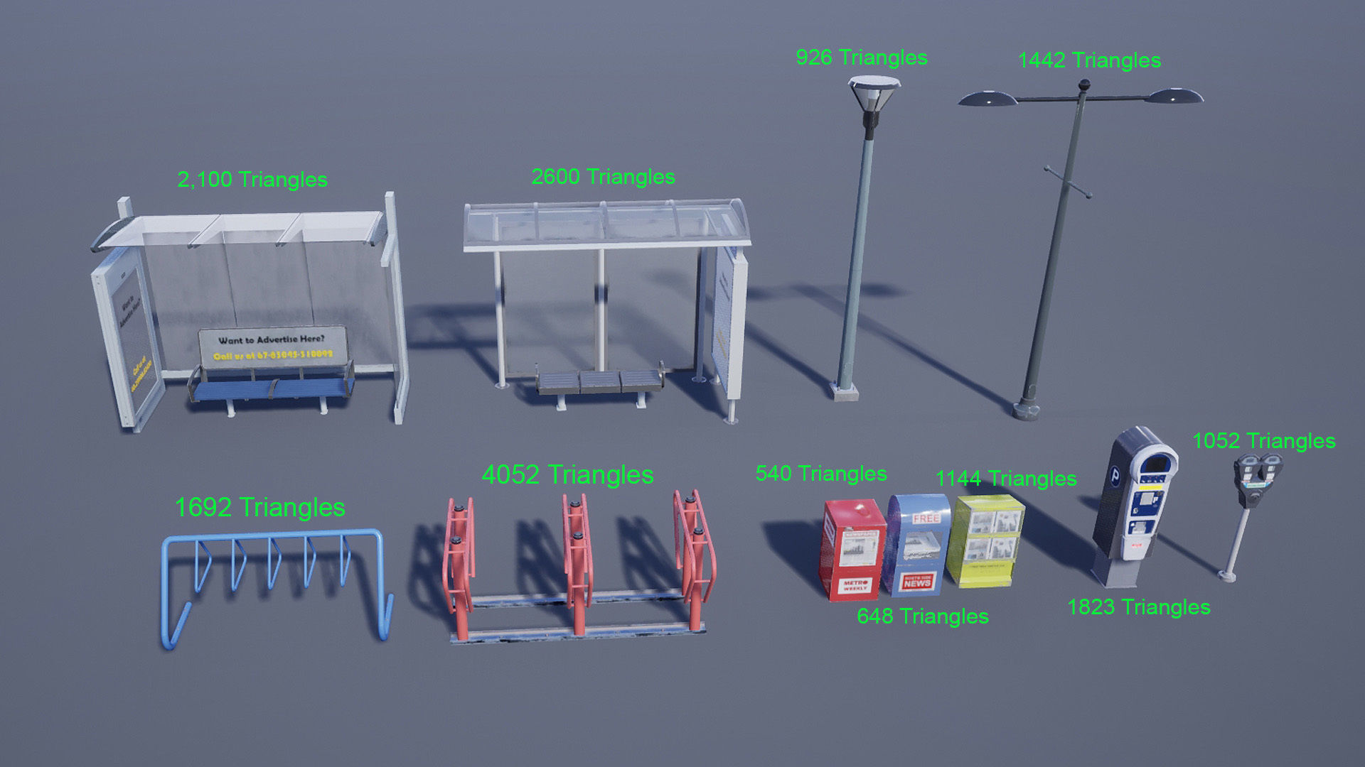 Street Prop Collection Low-poly 3D model_2