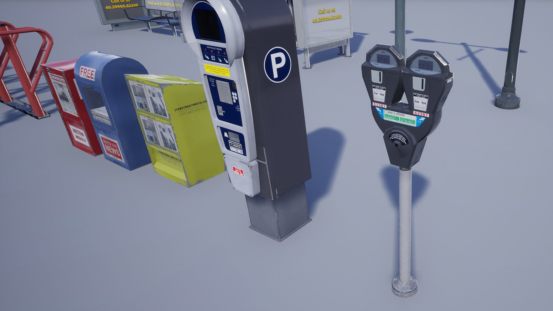 Street Prop Collection Low-poly 3D model_17