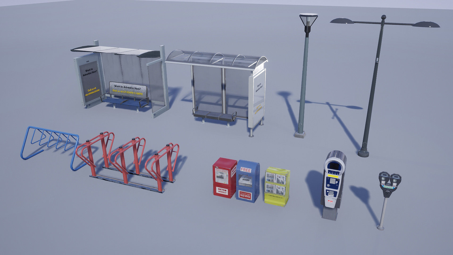 Street Prop Collection Low-poly 3D model_12