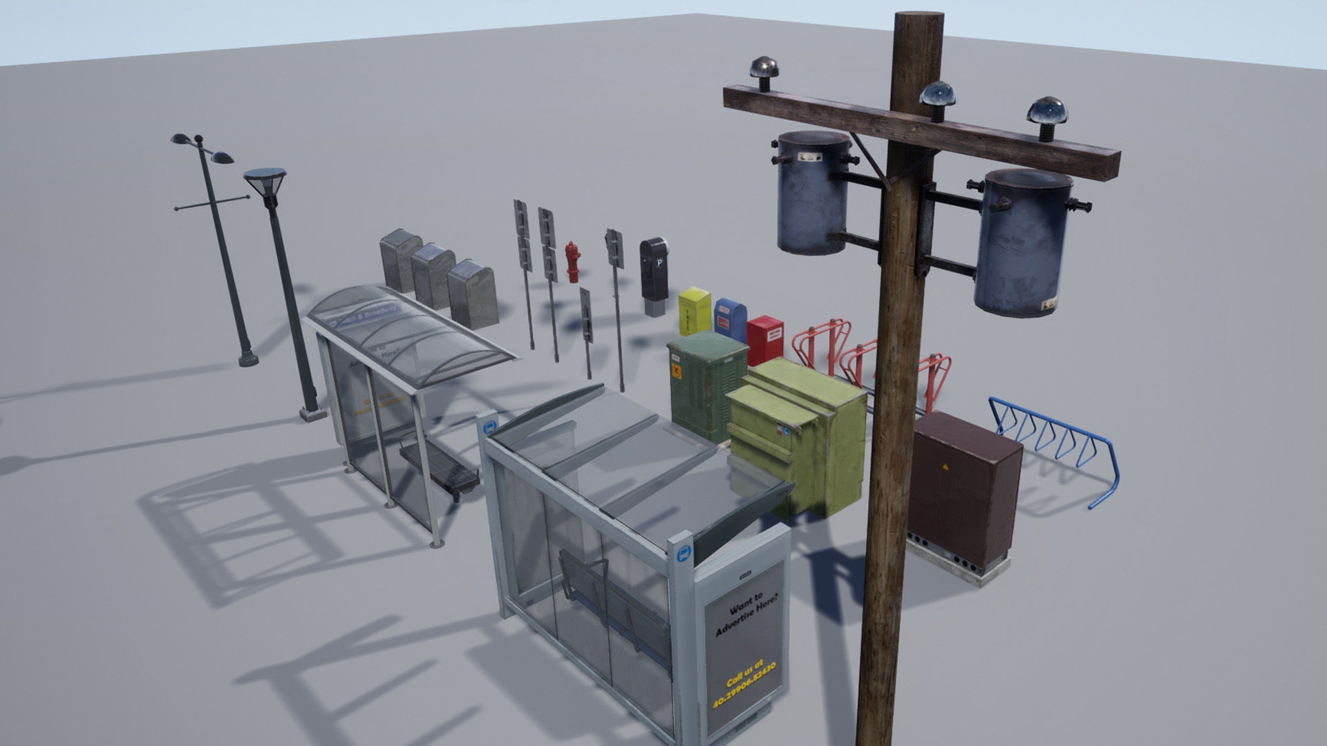 Street Prop Collection Low-poly 3D model_22