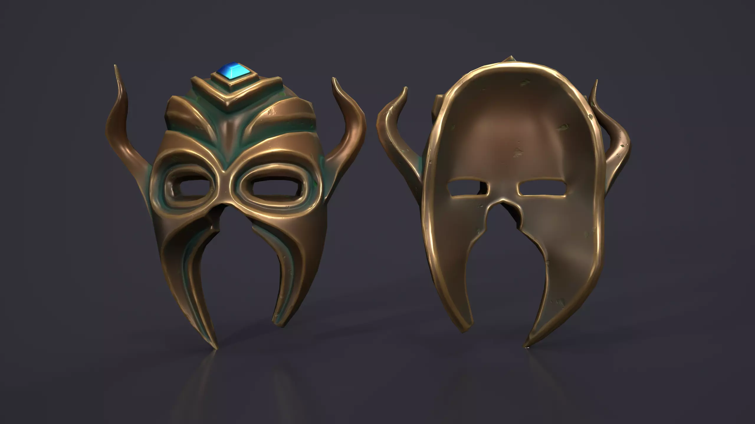 Horned mask Low-poly 3D model