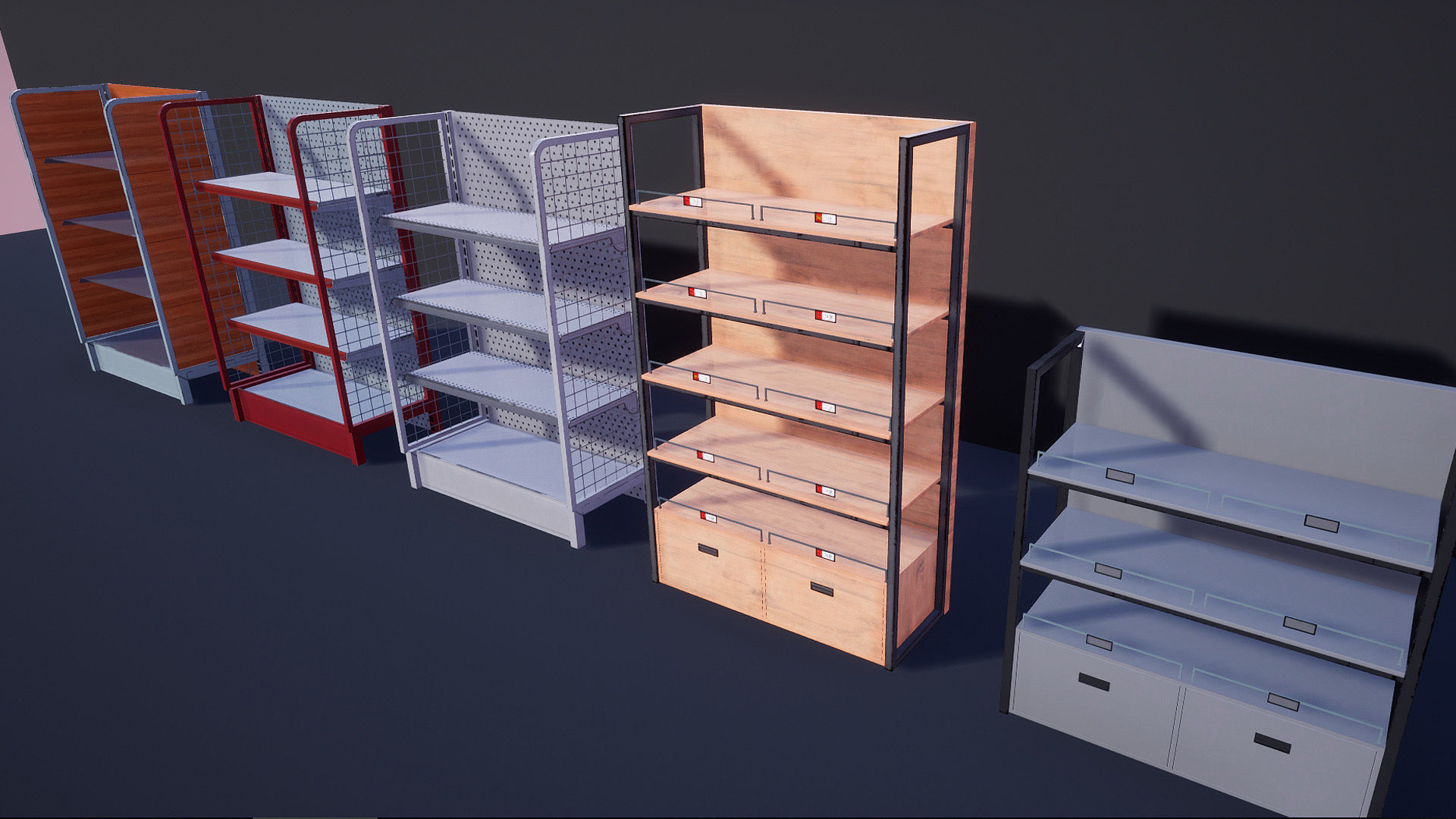 Supermarket Store Shelves Low-poly 3D model_3