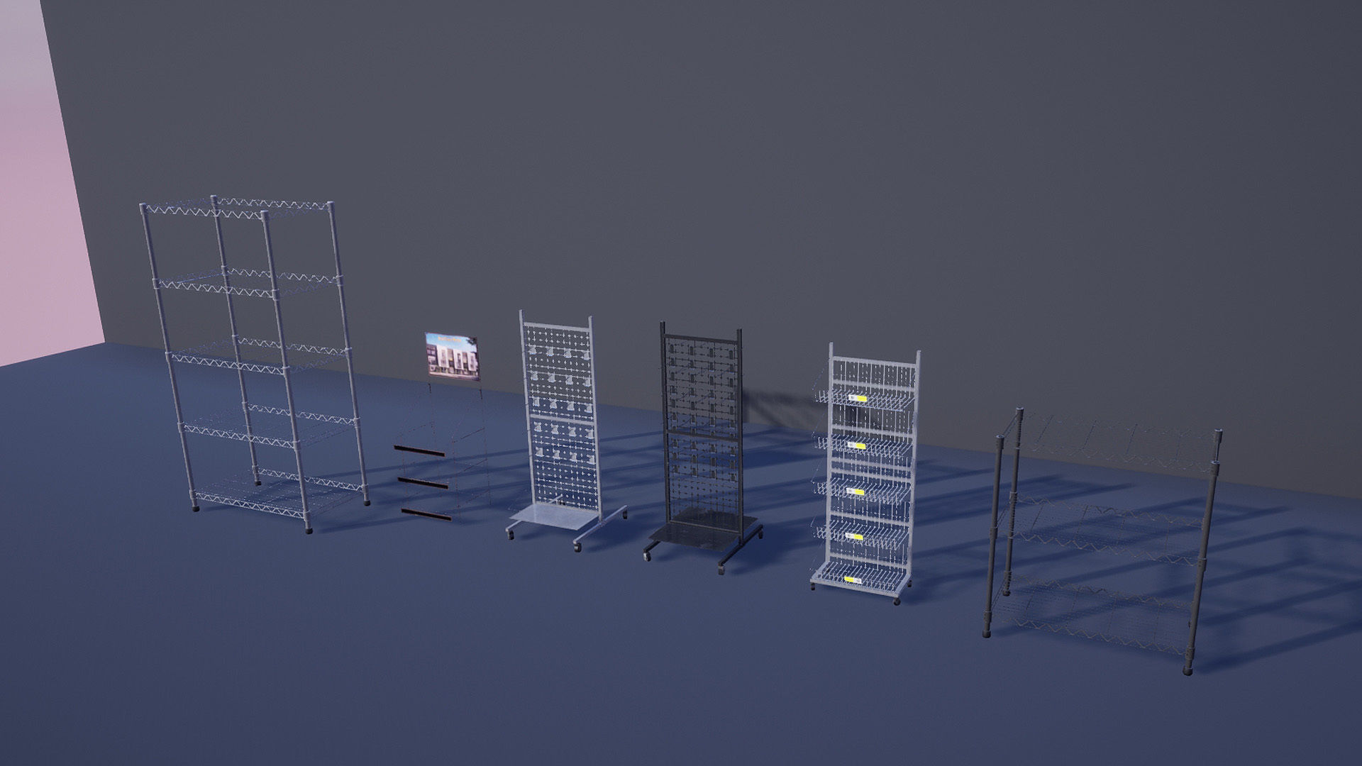 Supermarket Store Shelves Low-poly 3D model_9