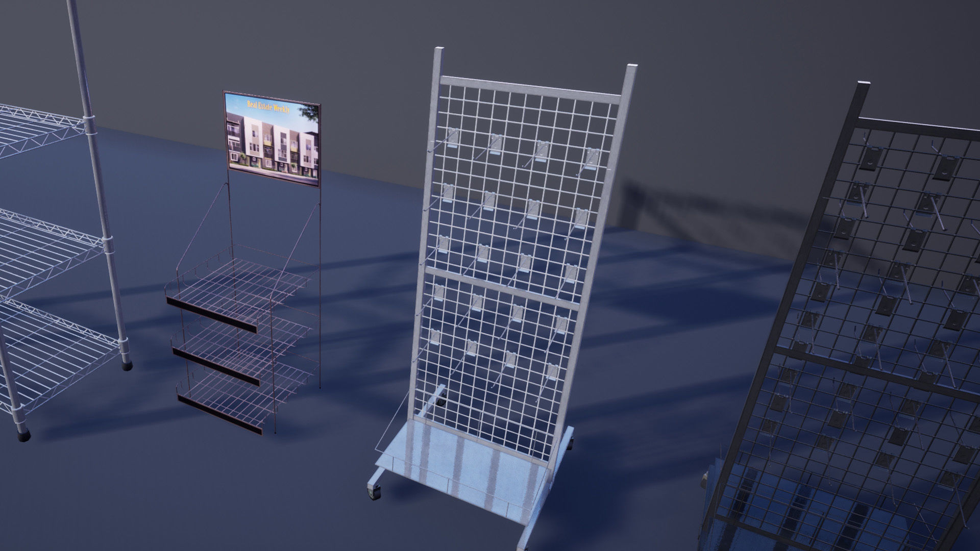 Supermarket Store Shelves Low-poly 3D model_7