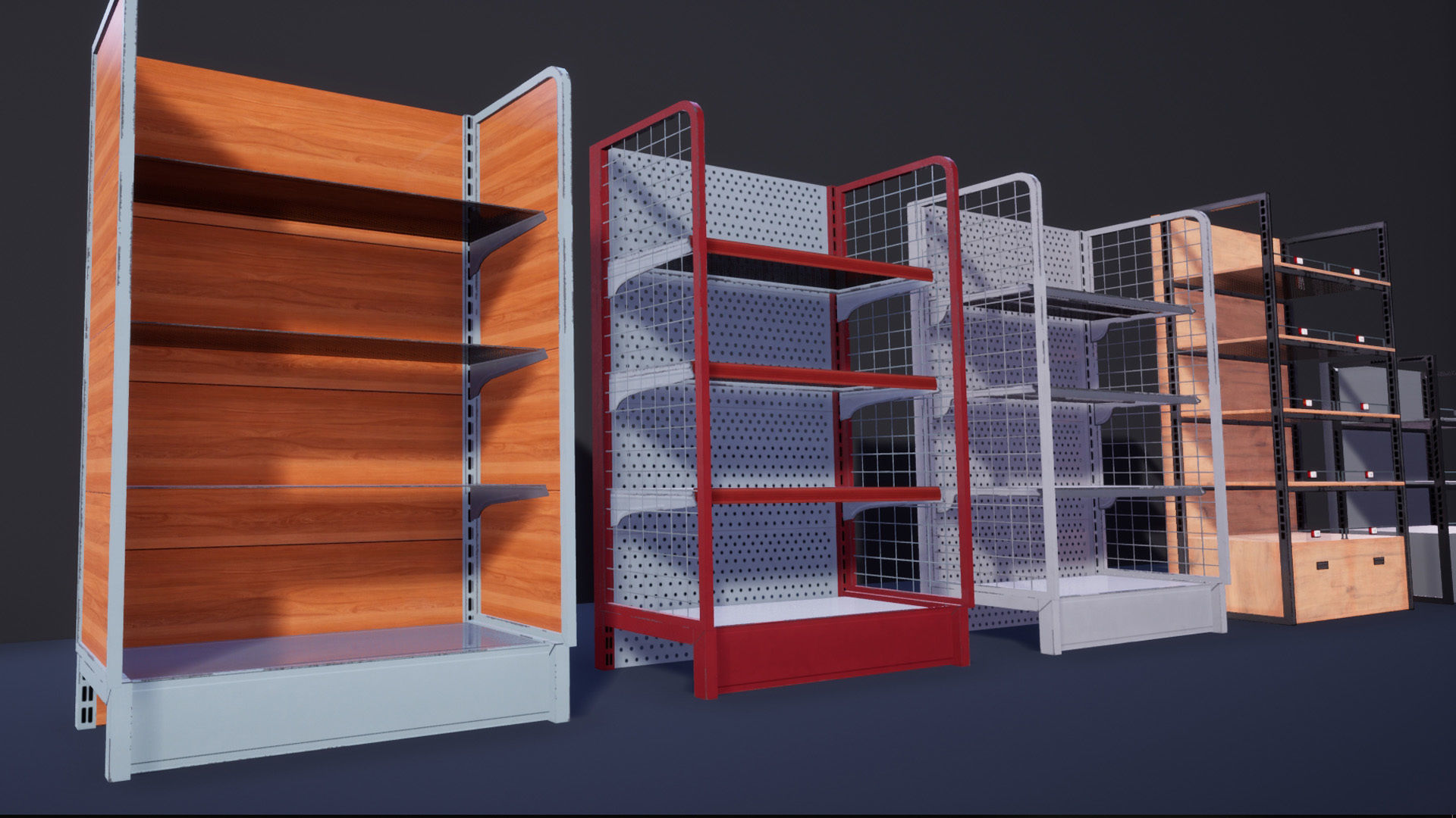 Supermarket Store Shelves Low-poly 3D model_5