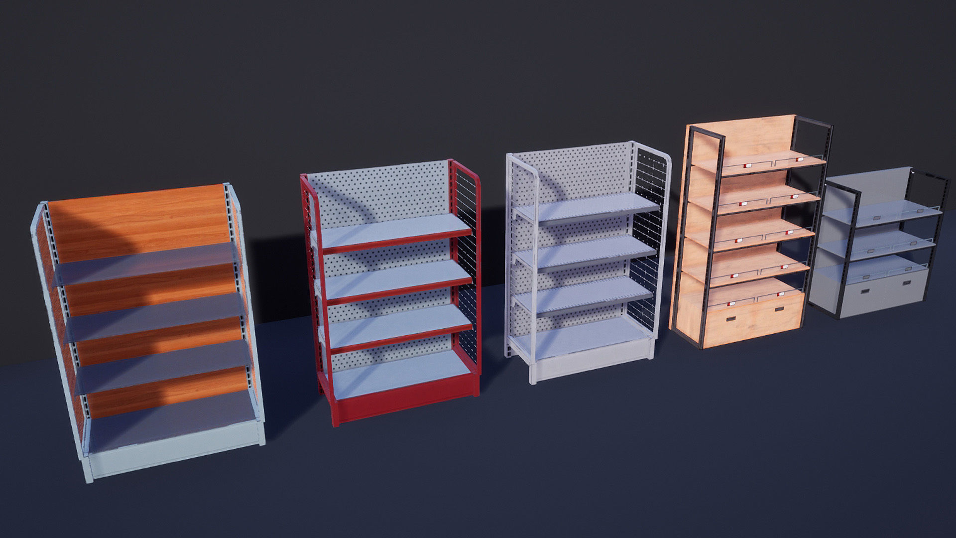 Supermarket Store Shelves Low-poly 3D model_4