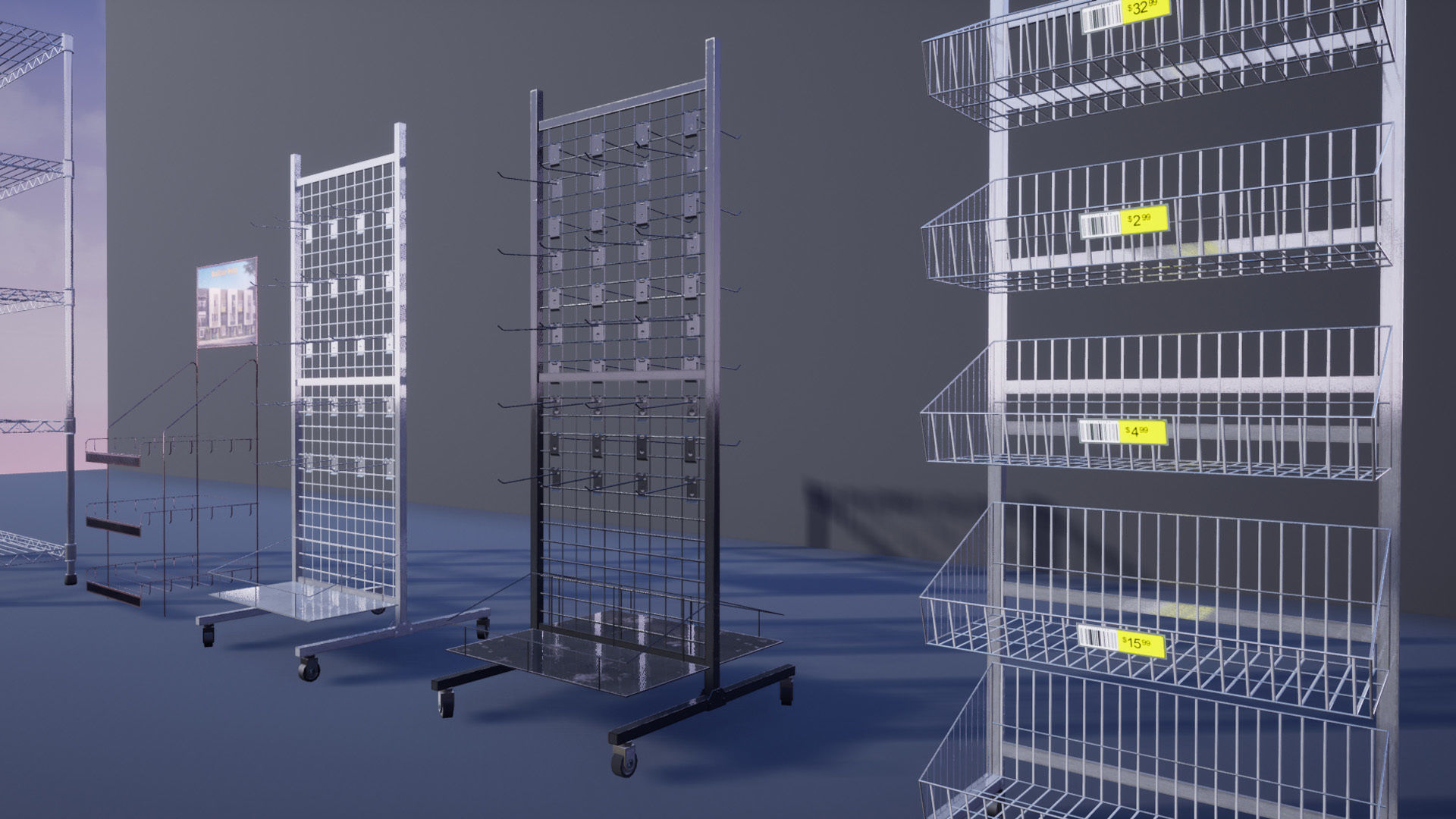 Supermarket Store Shelves Low-poly 3D model_8