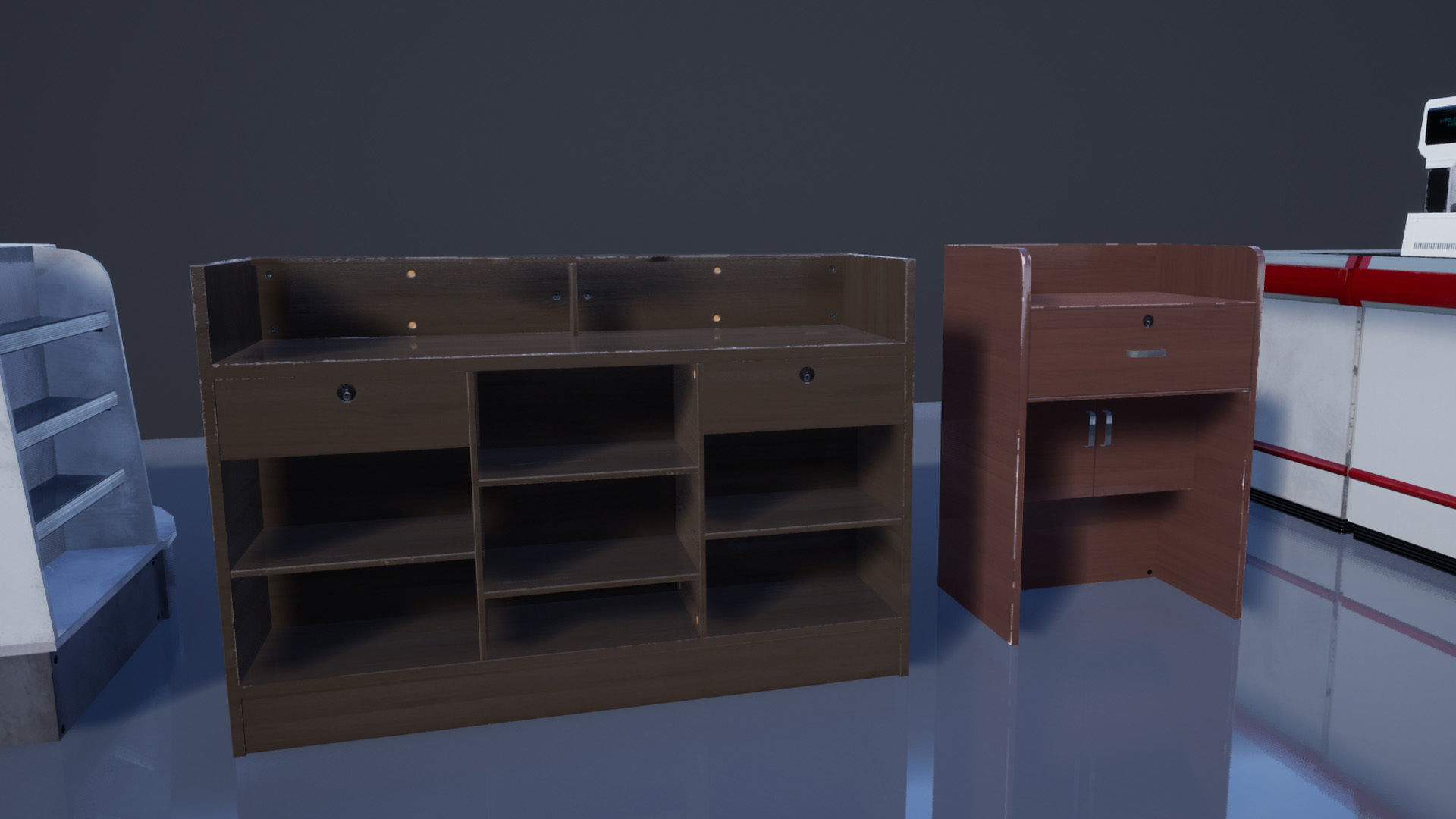 Supermarket Store Shelves Low-poly 3D model_11