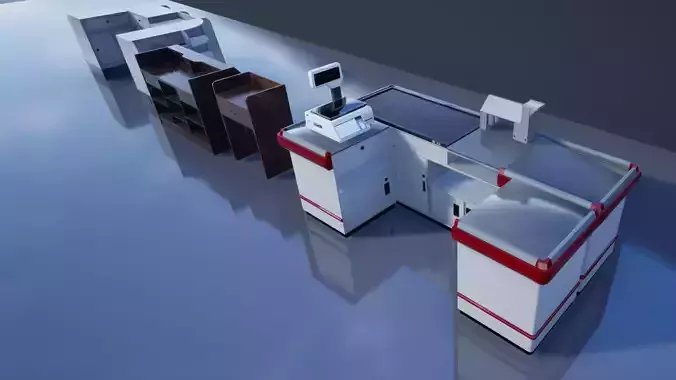 Supermarket Store Shelves Low-poly 3D model