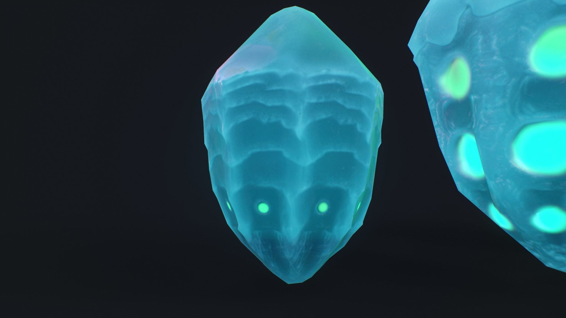 alien crystals glow in the dark 3 pieces Low-poly 3D model_10