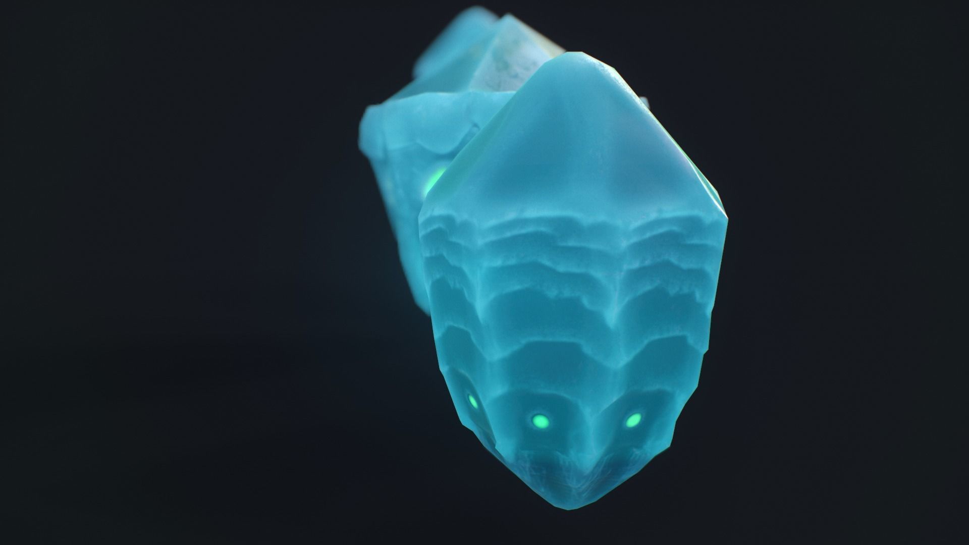 alien crystals glow in the dark 3 pieces Low-poly 3D model_11