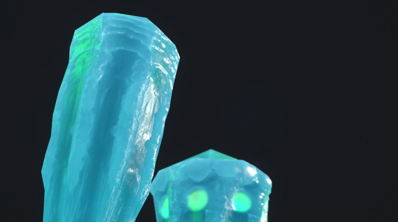 alien crystals glow in the dark 3 pieces Low-poly 3D model_1