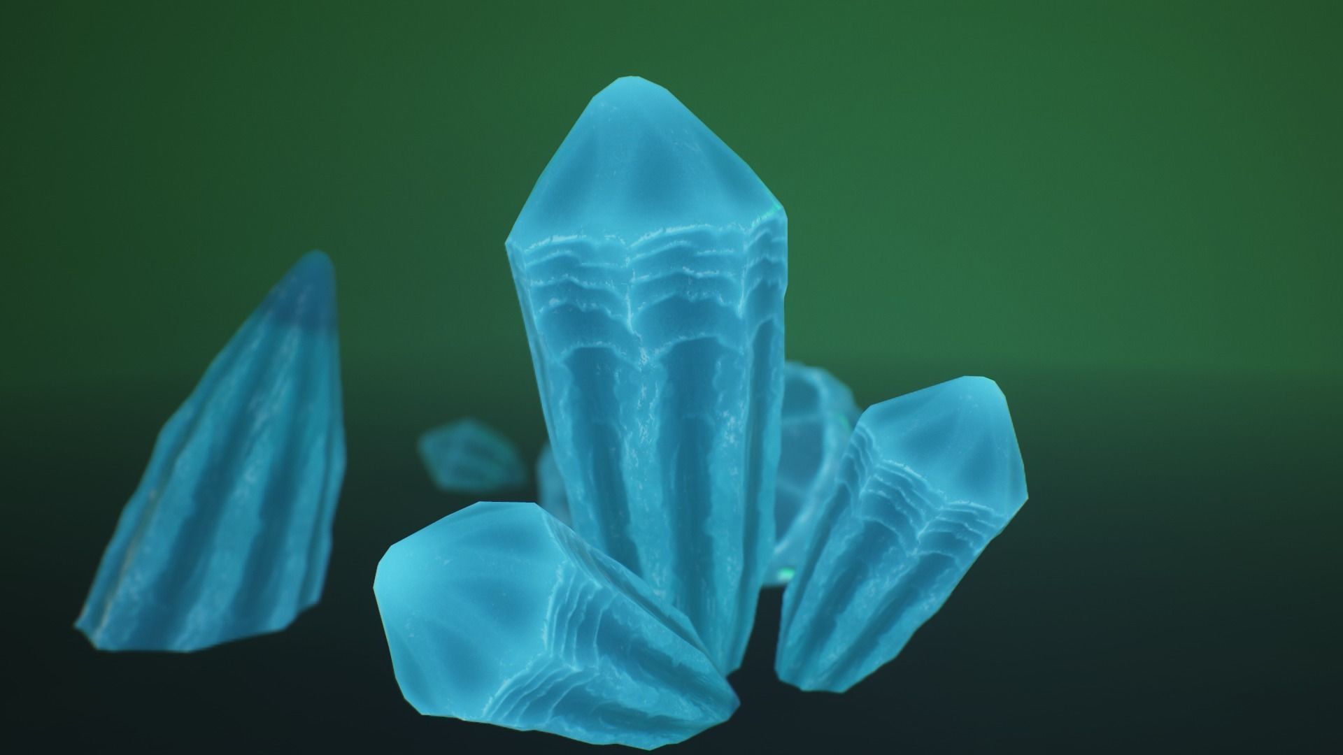 alien crystals glow in the dark 3 pieces Low-poly 3D model_3