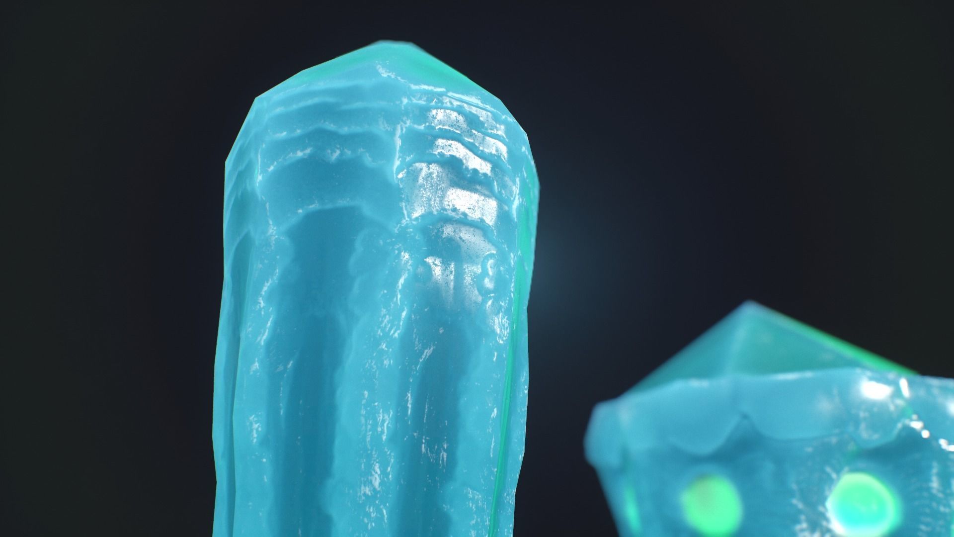 alien crystals glow in the dark 3 pieces Low-poly 3D model_8