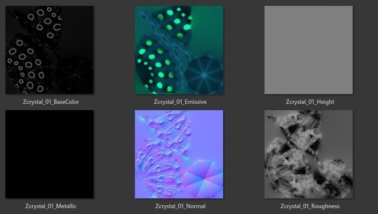 alien crystals glow in the dark 3 pieces Low-poly 3D model_16