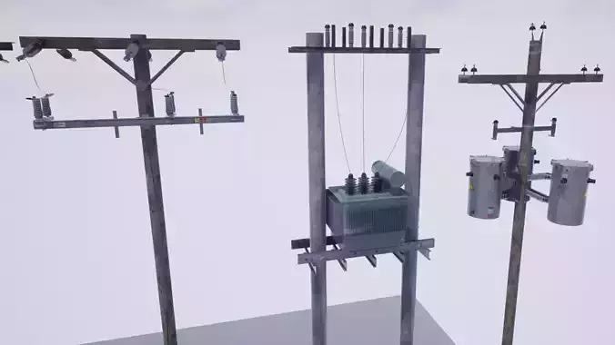Utility Poles Low-poly 3D model