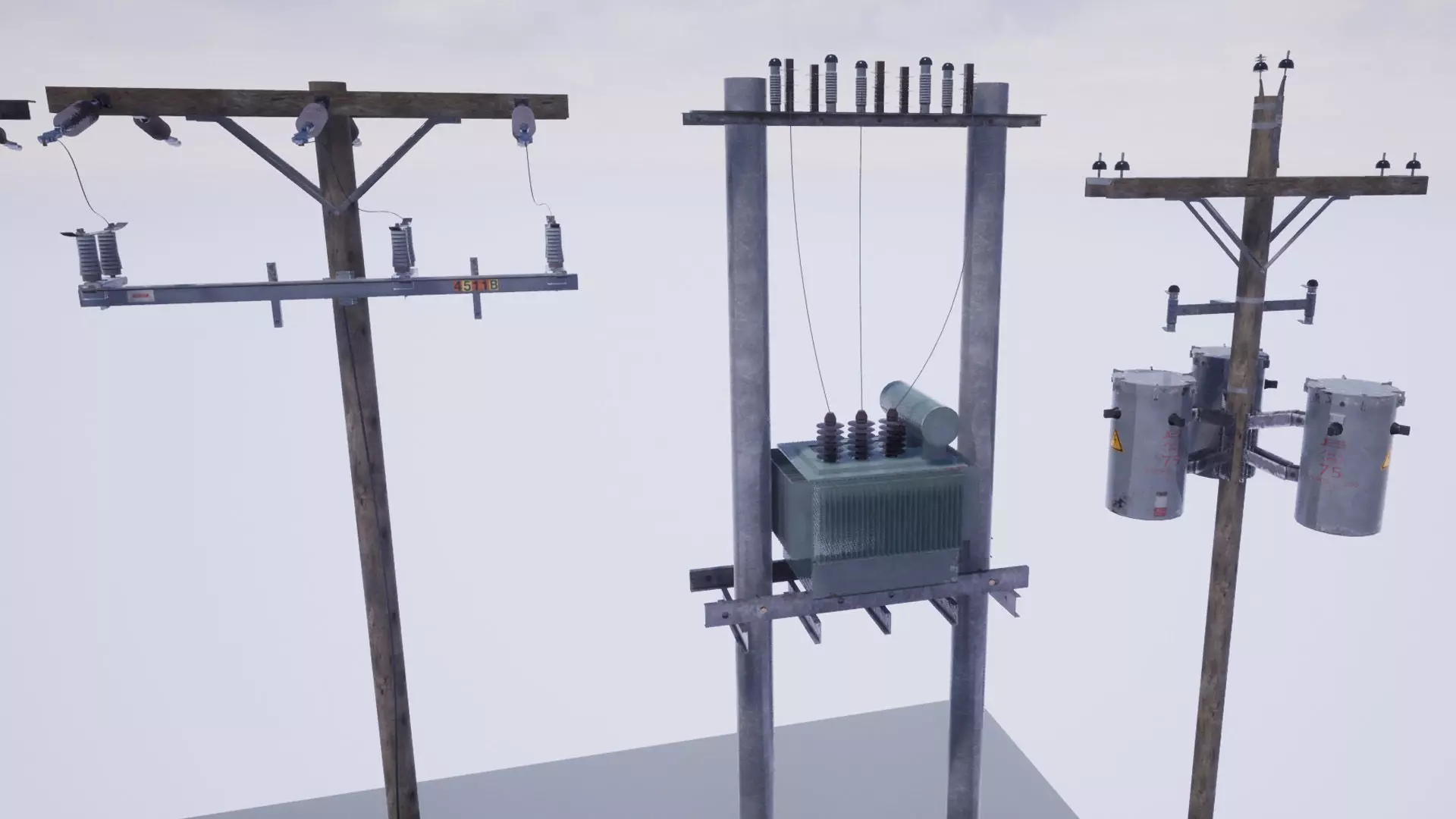 Utility Poles Low-poly 3D model_0