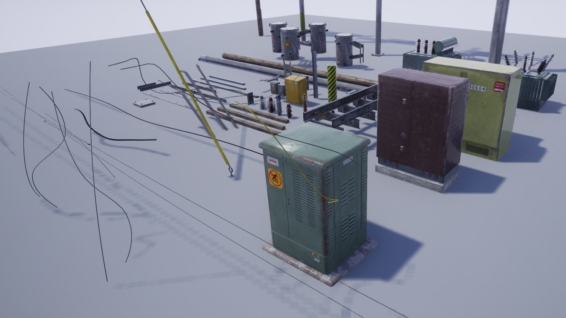 Utility Poles Low-poly 3D model_8