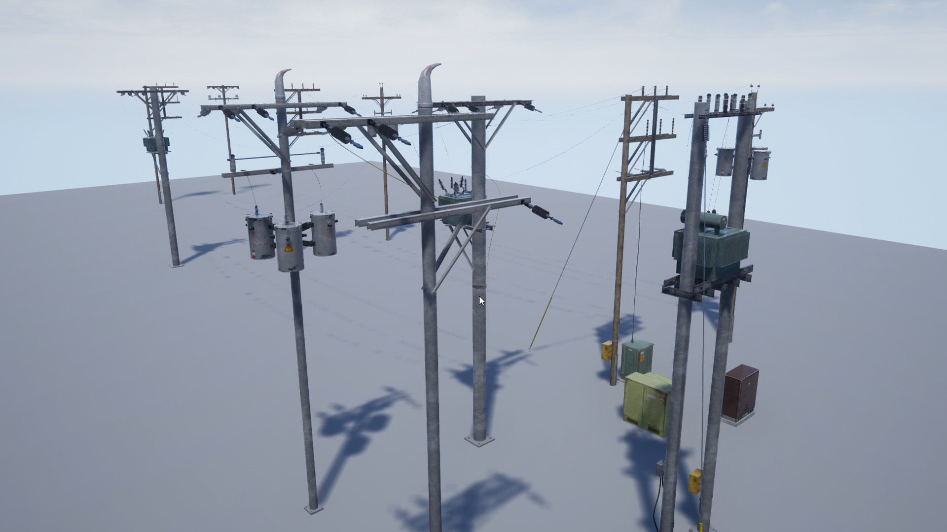 Utility Poles Low-poly 3D model_14