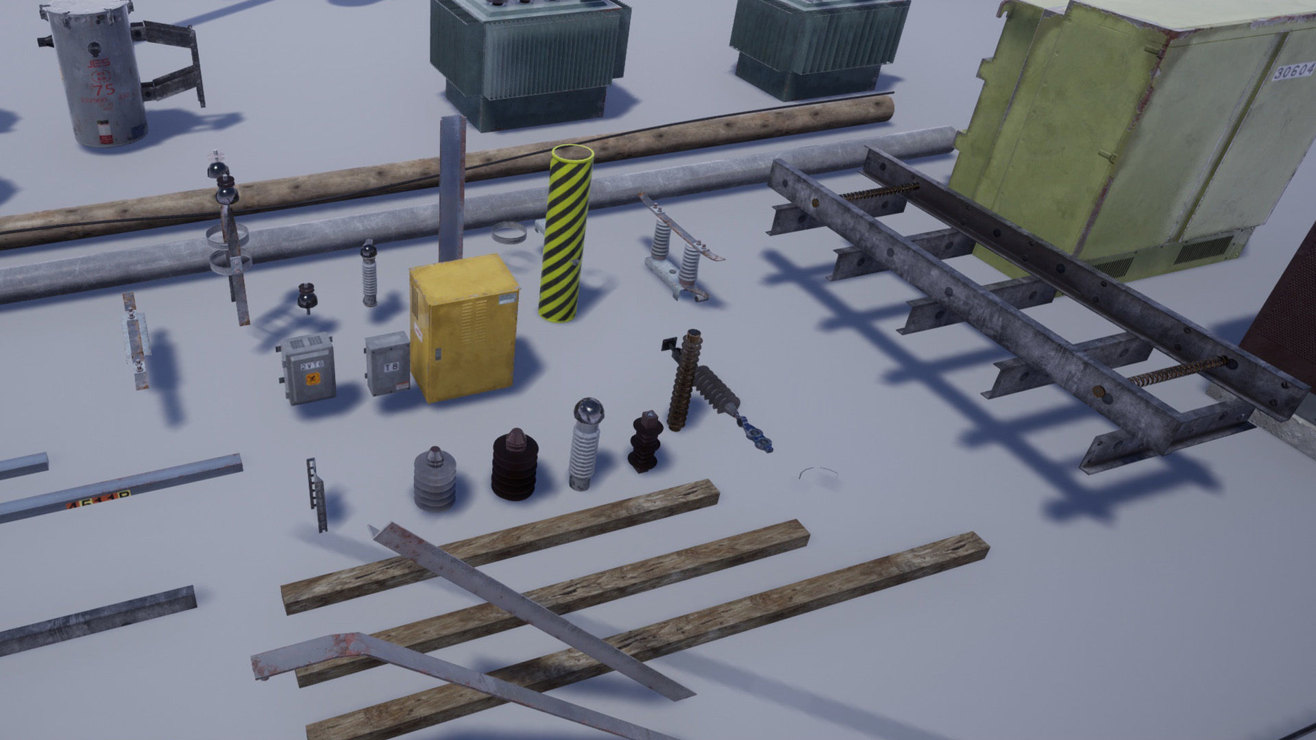 Utility Poles Low-poly 3D model_7