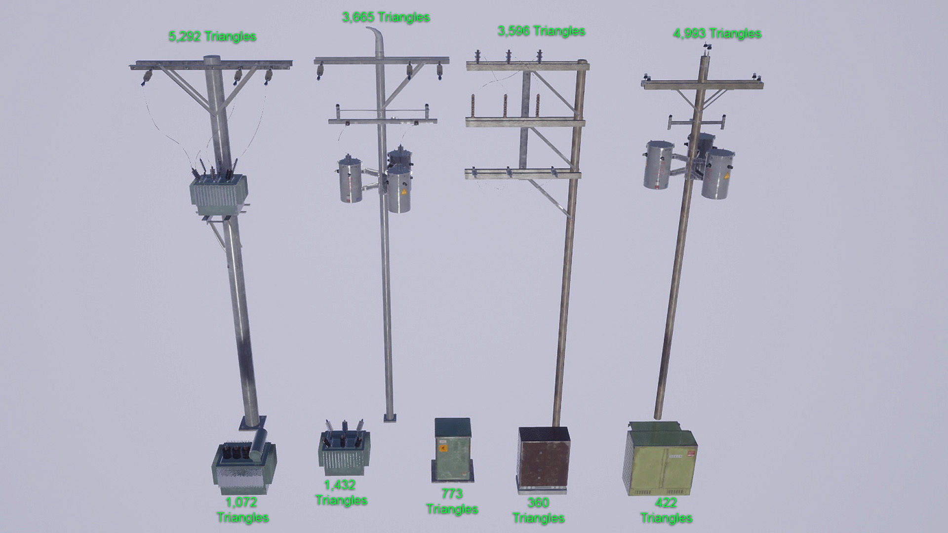 Utility Poles Low-poly 3D model_17