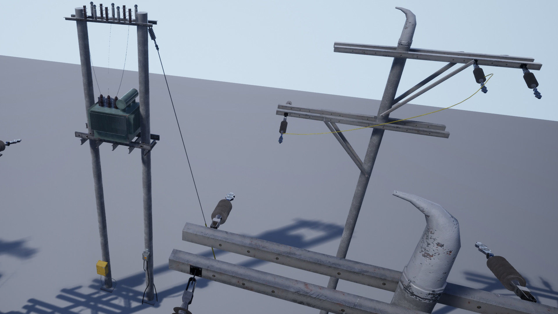 Utility Poles Low-poly 3D model_13