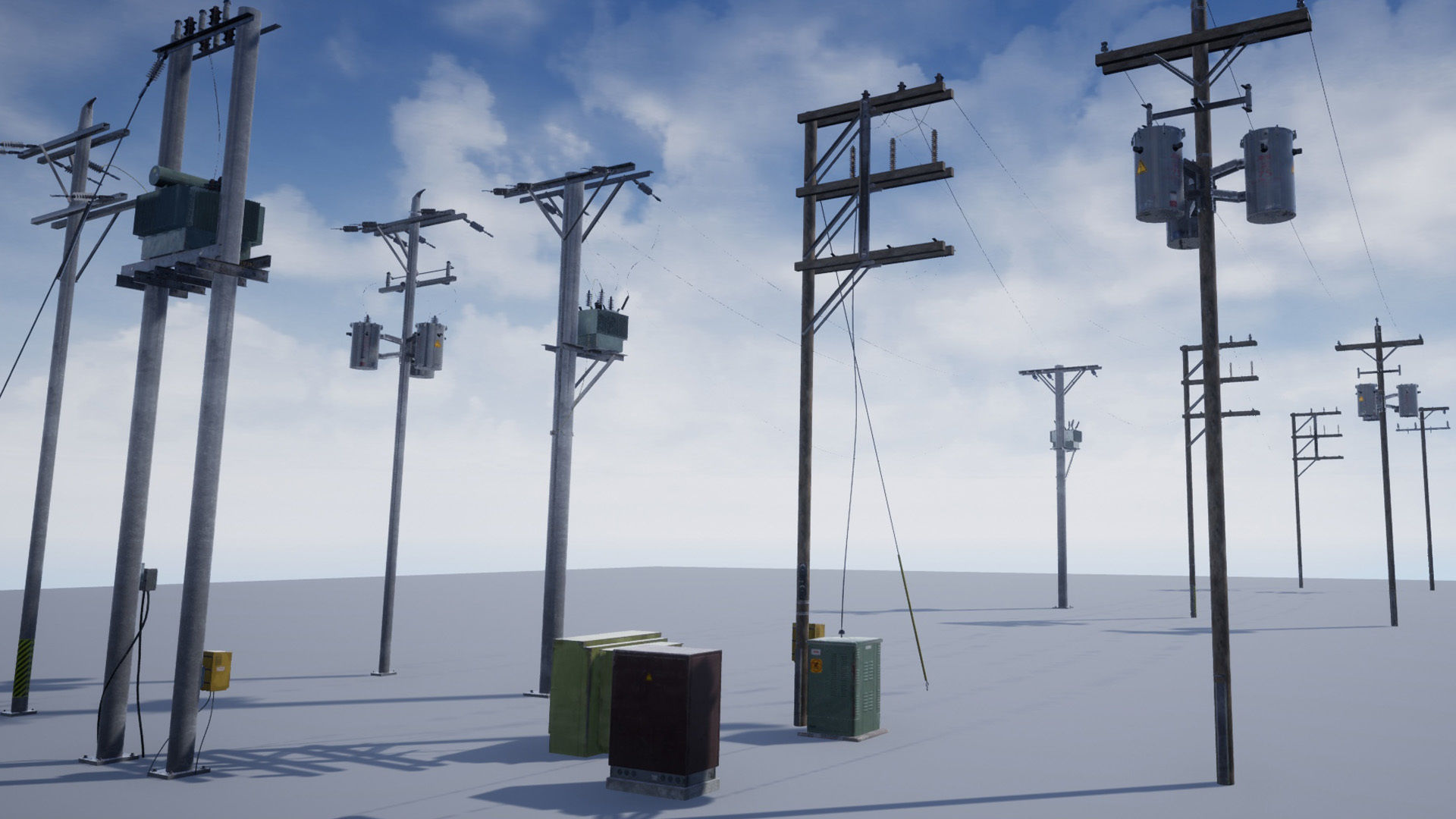 Utility Poles Low-poly 3D model_2