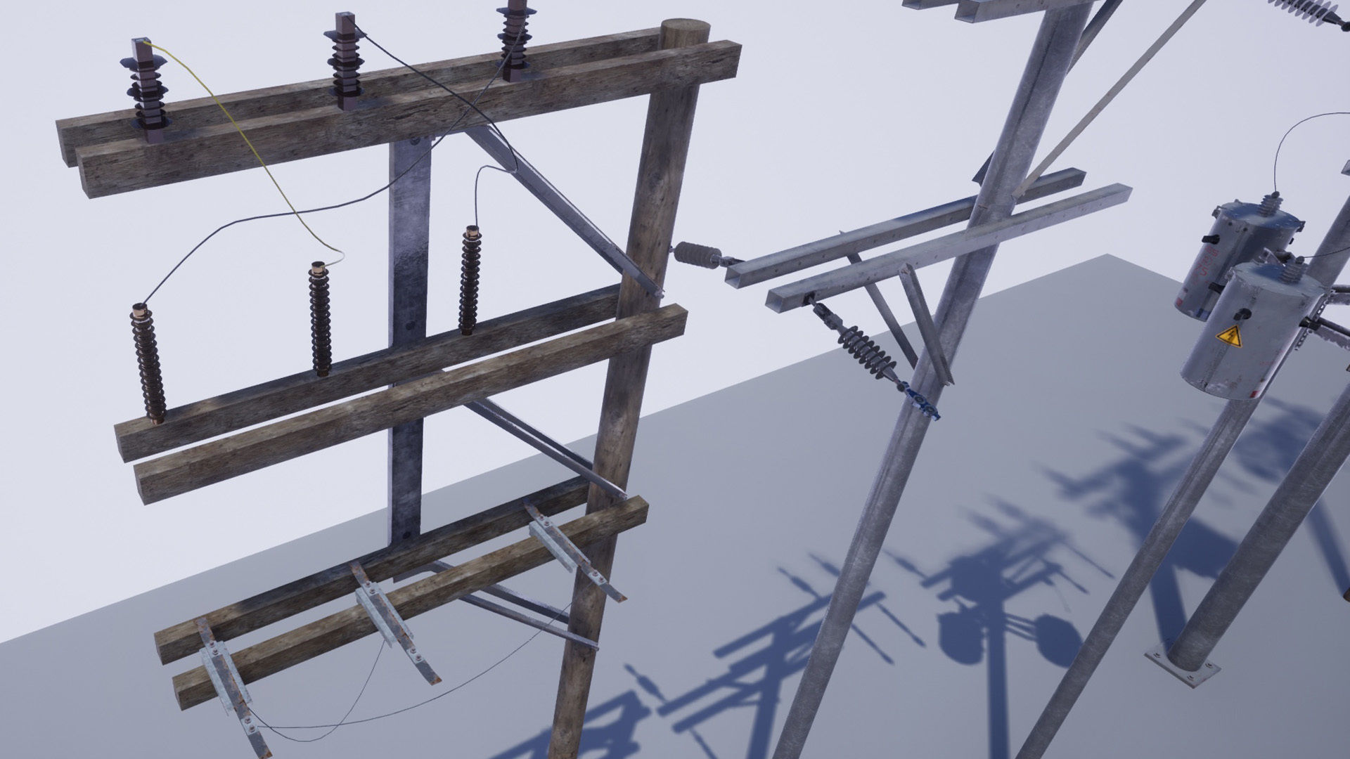 Utility Poles Low-poly 3D model_5