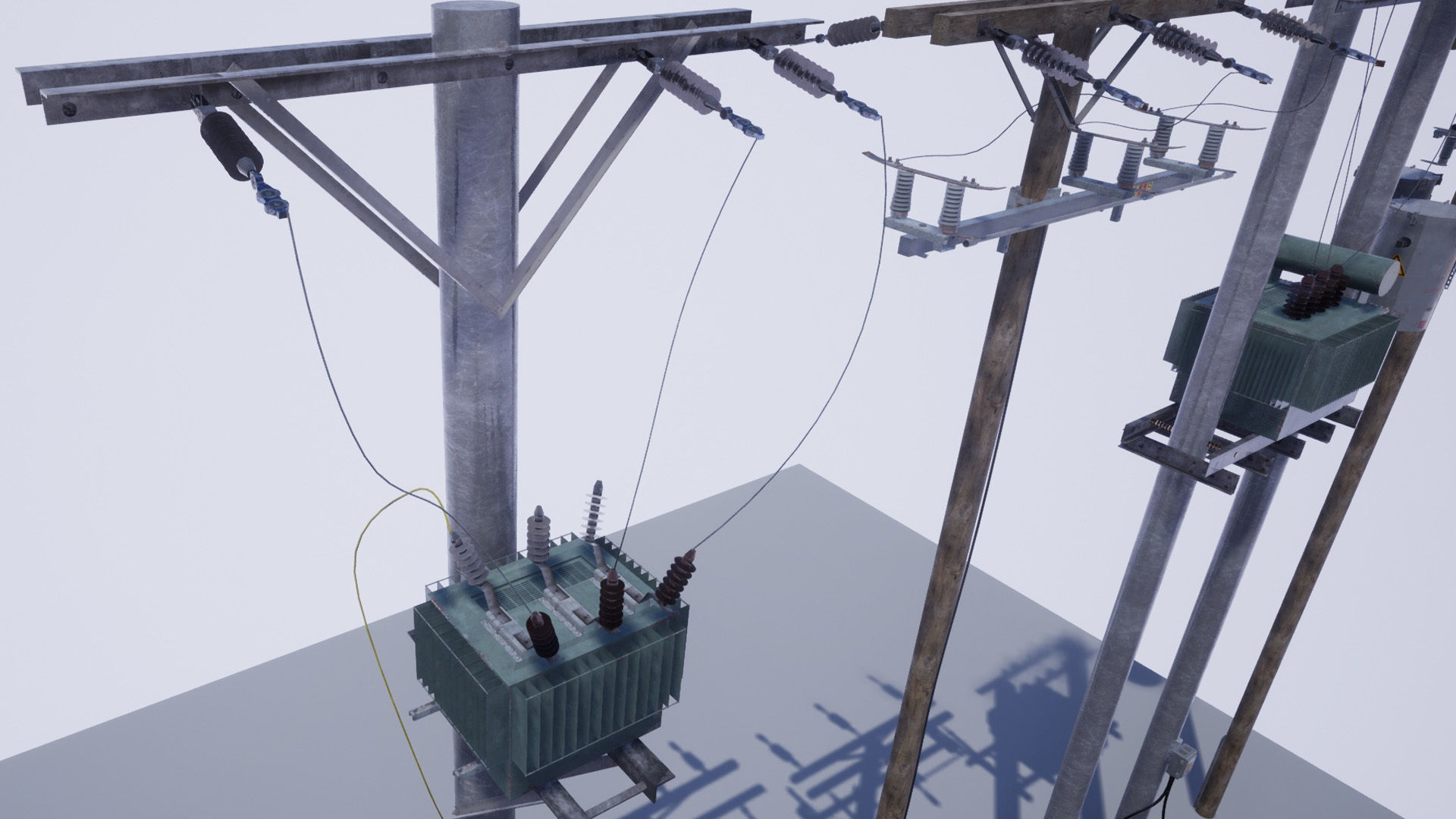 Utility Poles Low-poly 3D model_4