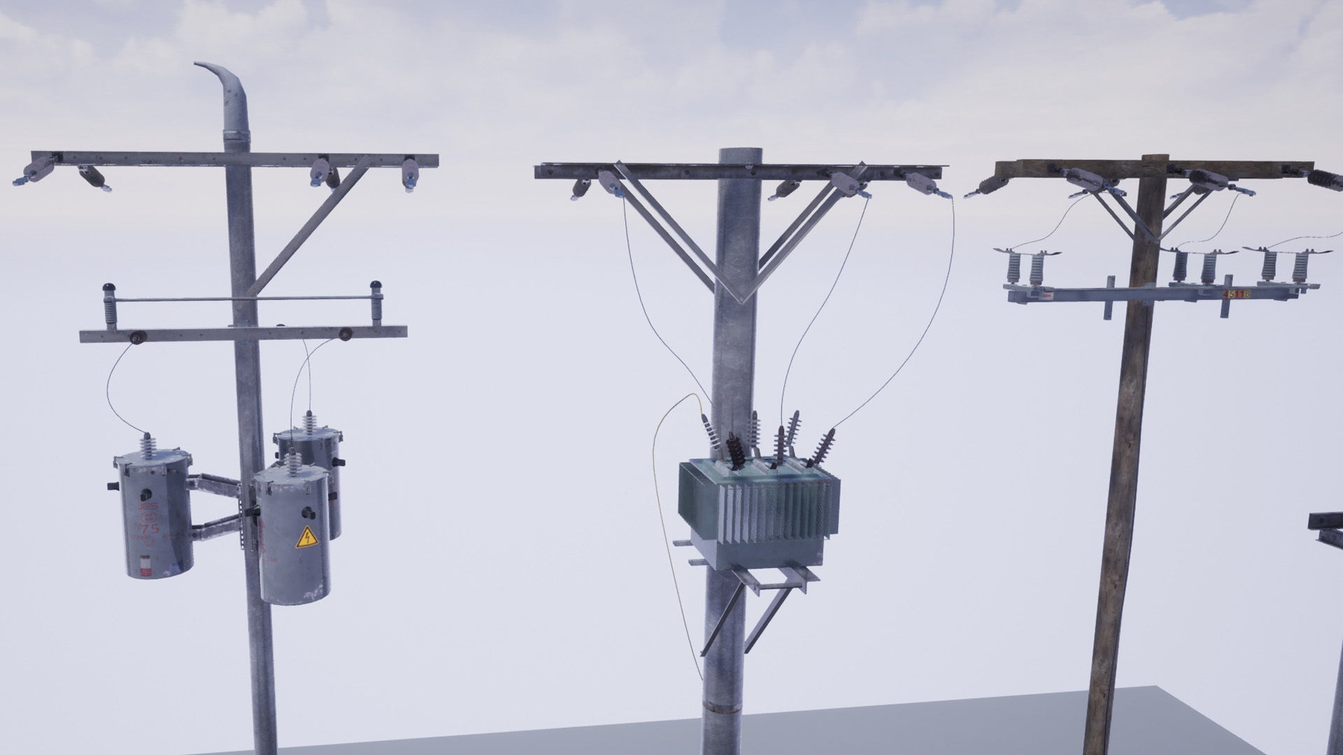 Utility Poles Low-poly 3D model_6
