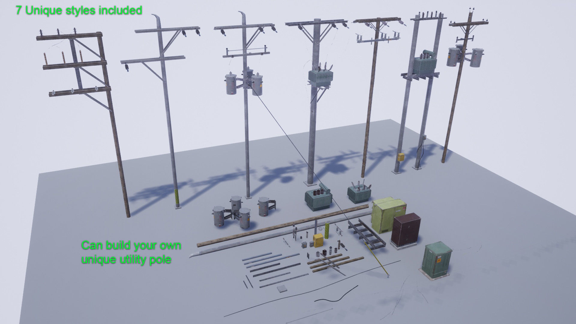 Utility Poles Low-poly 3D model_9