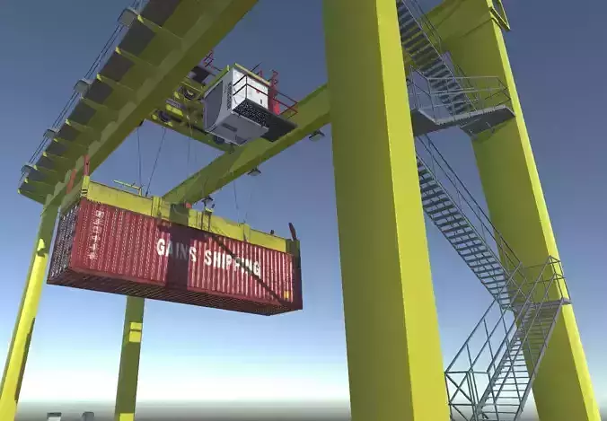 Shipping Port Gantry Crane Low-poly 3D model