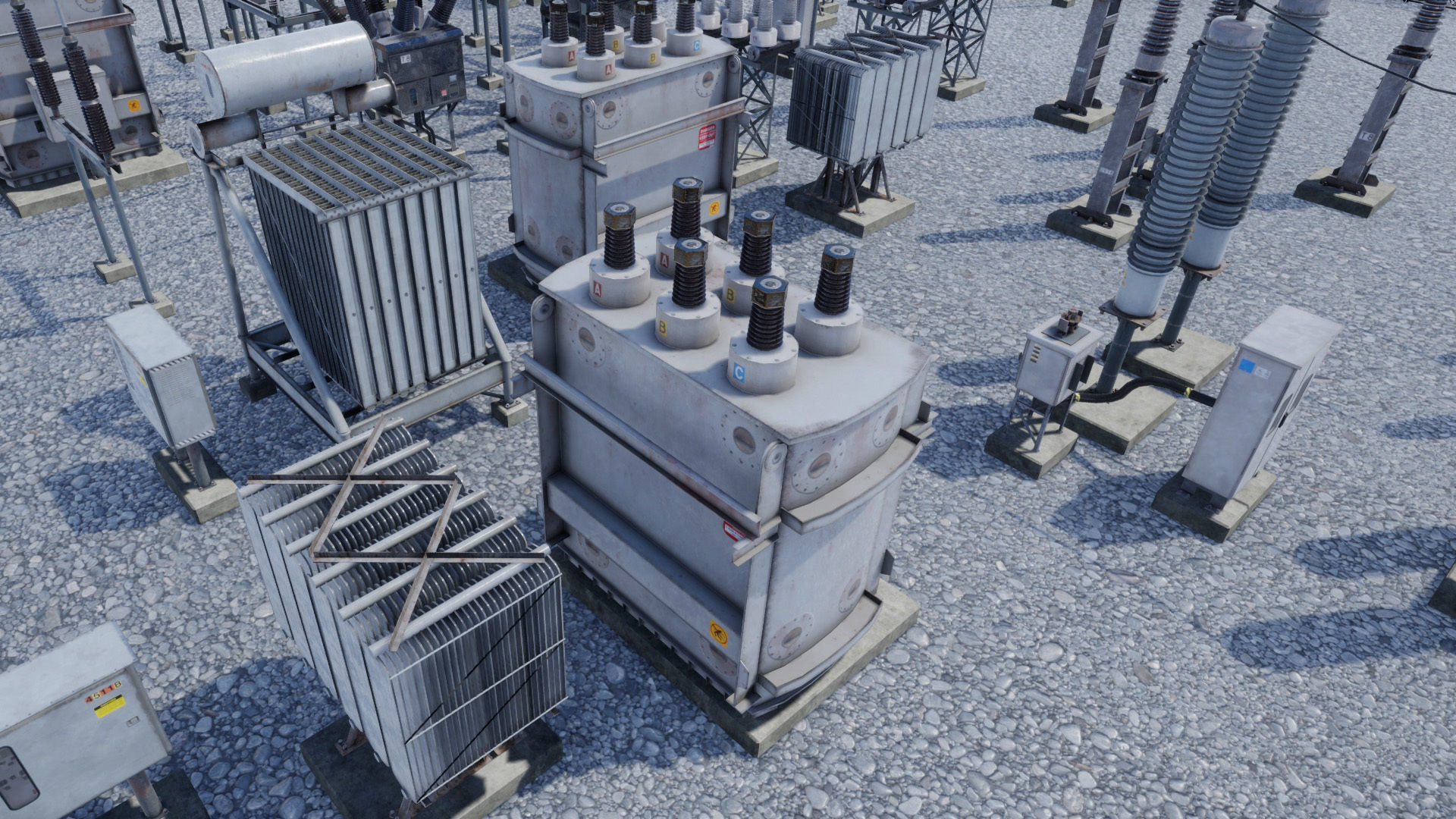 Electric Power Sub Station Low-poly 3D model_6