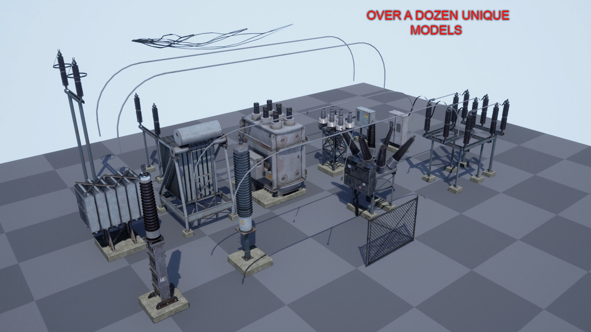 Electric Power Sub Station Low-poly 3D model_3