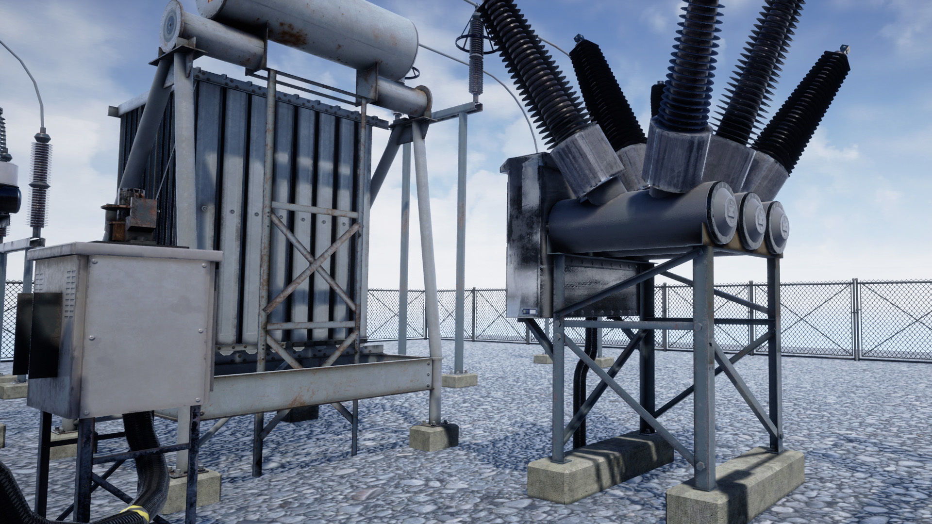 Electric Power Sub Station Low-poly 3D model_10