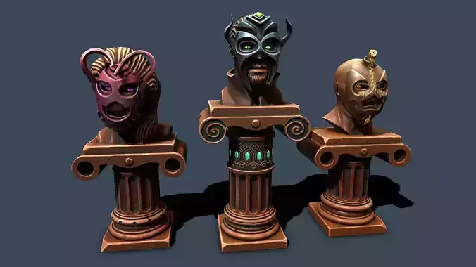 Pedestals with masks