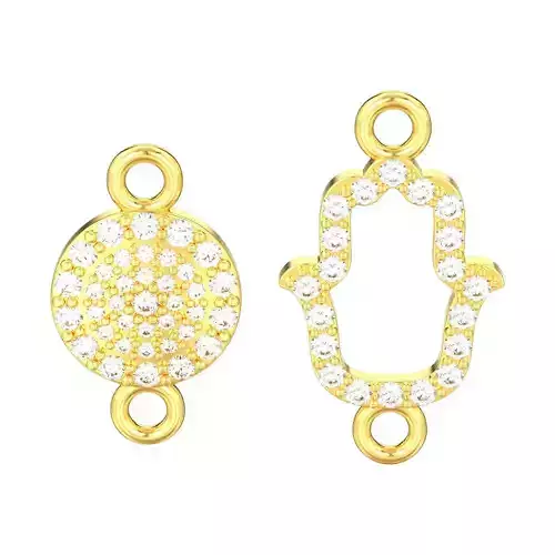 Two diamond necklace pendant hamsa and evil eye