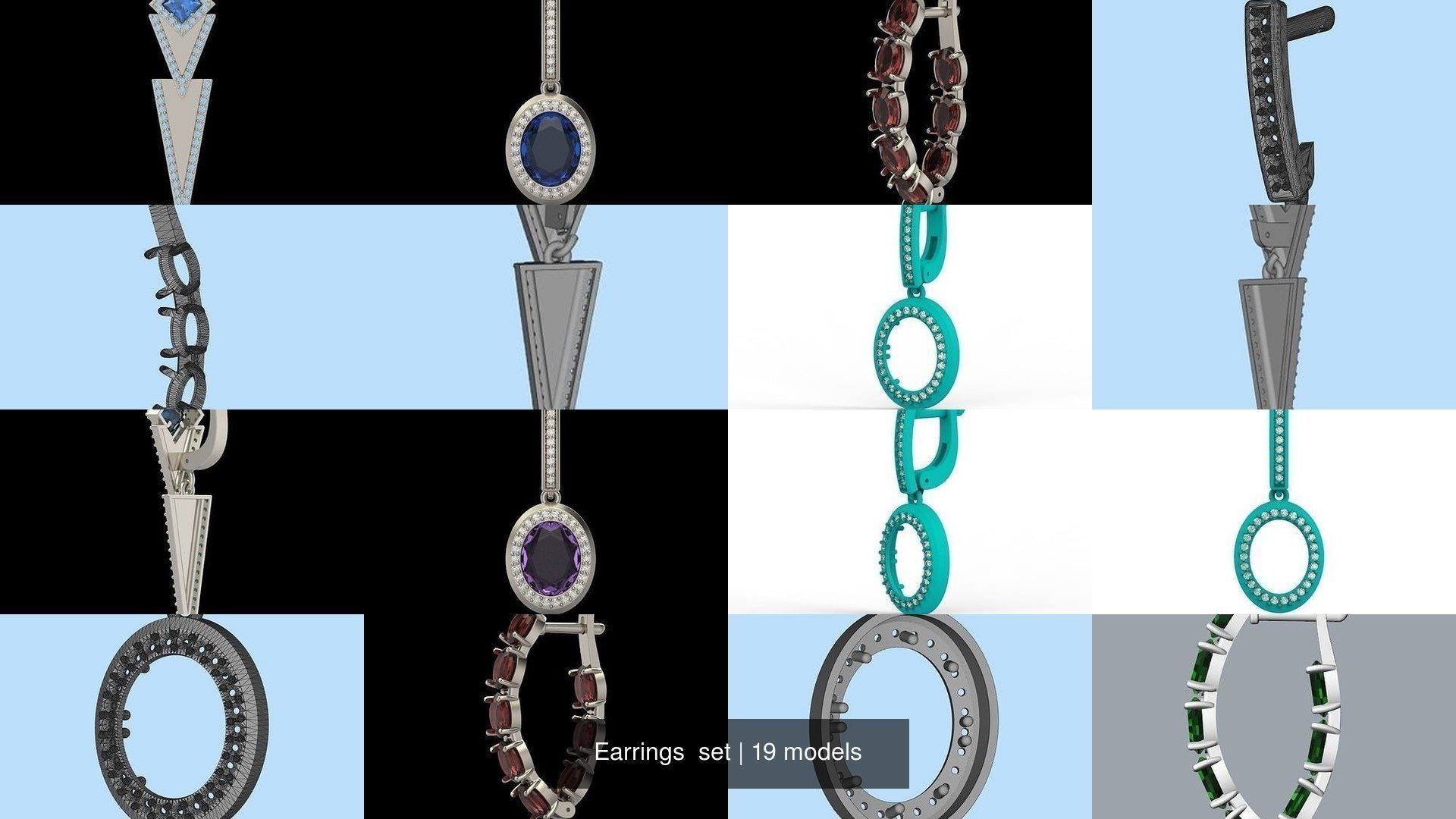 Women Earrings  set 3dm stl CAD 3D Model Collection_18