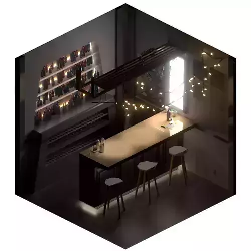 Isometric Lowpoly Room Low-poly 3D model