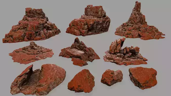 Rock set Low-poly 3D model