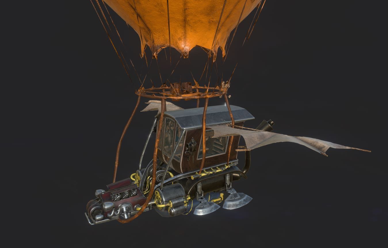 Steampunk AirShip Low-poly 3D model PBR Low-poly 3D model_19