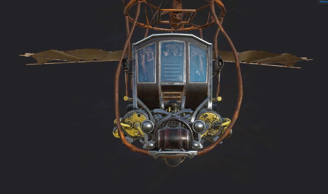 Steampunk AirShip Low-poly 3D model PBR Low-poly 3D model_2