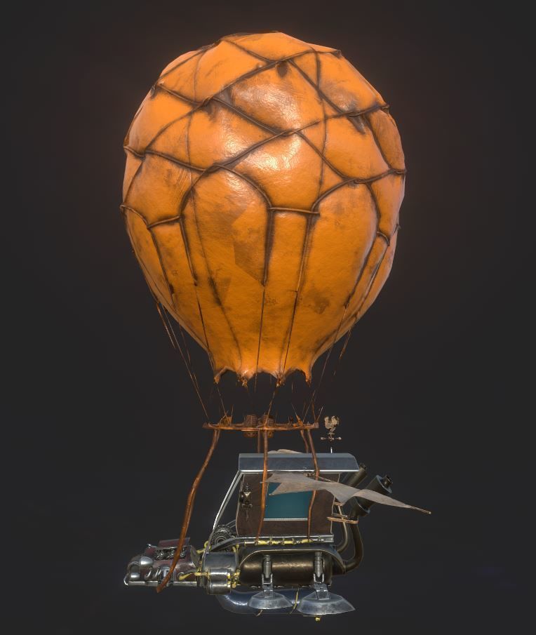 Steampunk AirShip Low-poly 3D model PBR Low-poly 3D model_1