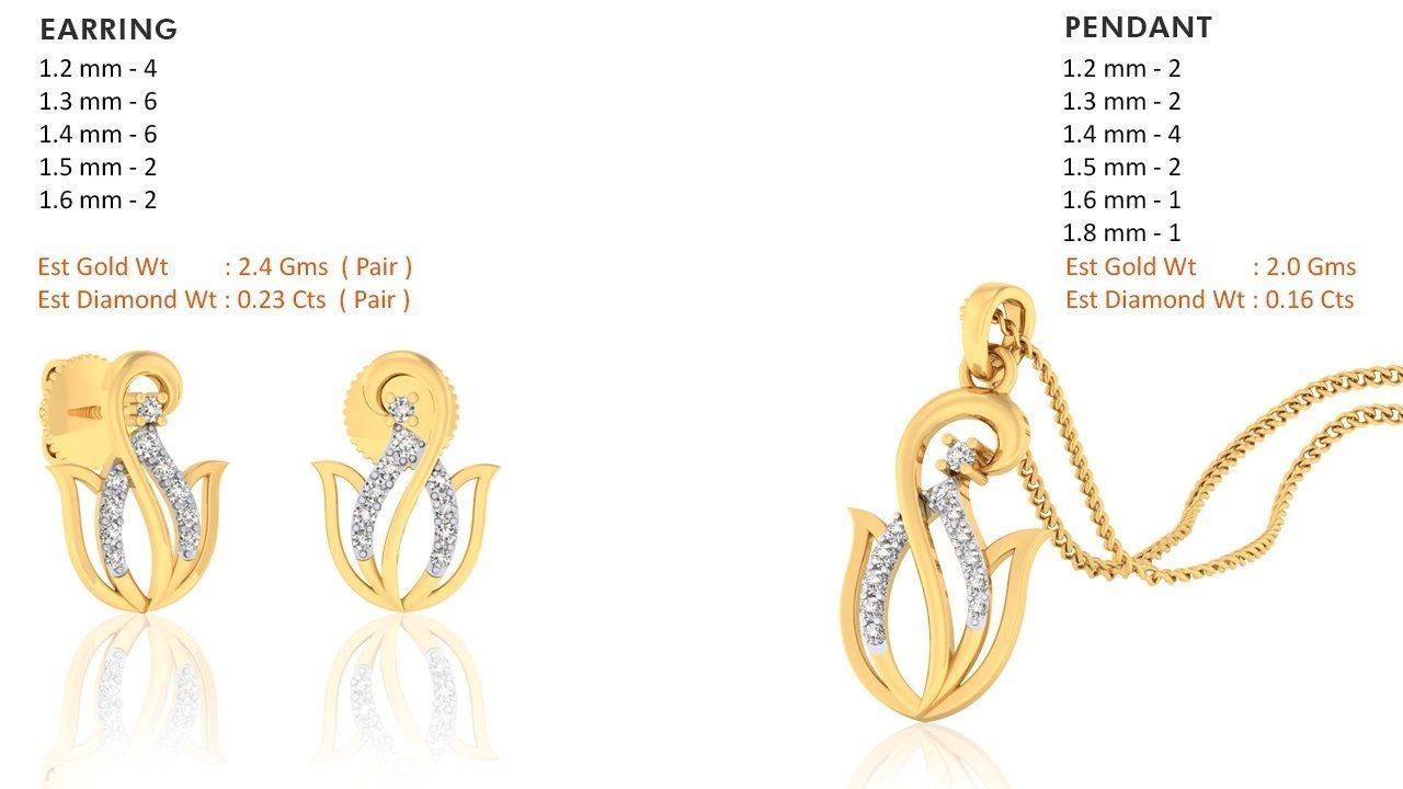 Women pendant earrings set 3dm mgx render detail 3D print model_1
