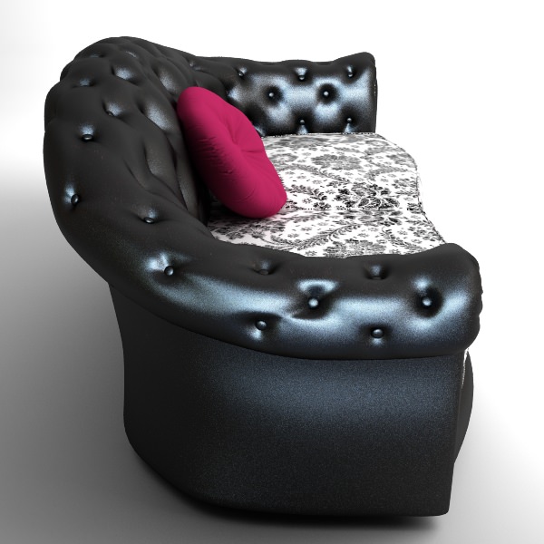 Black Sofa Chesterfield 3D model_2