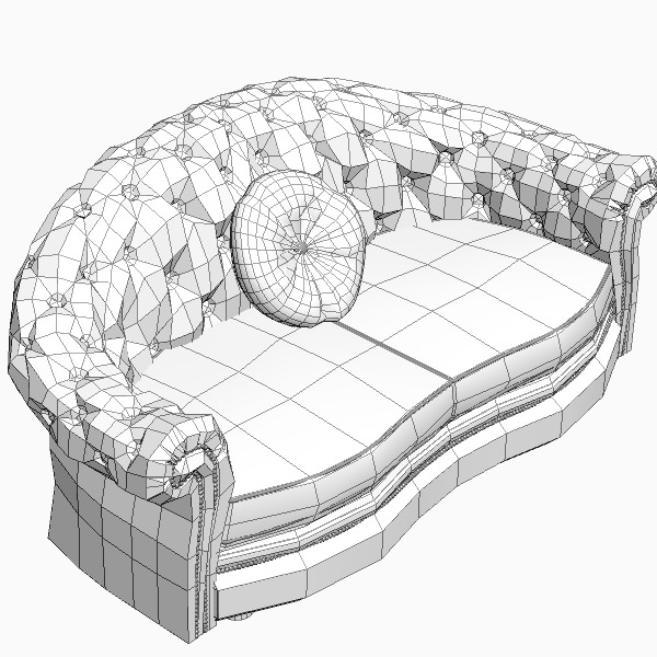 Black Sofa Chesterfield 3D model_4