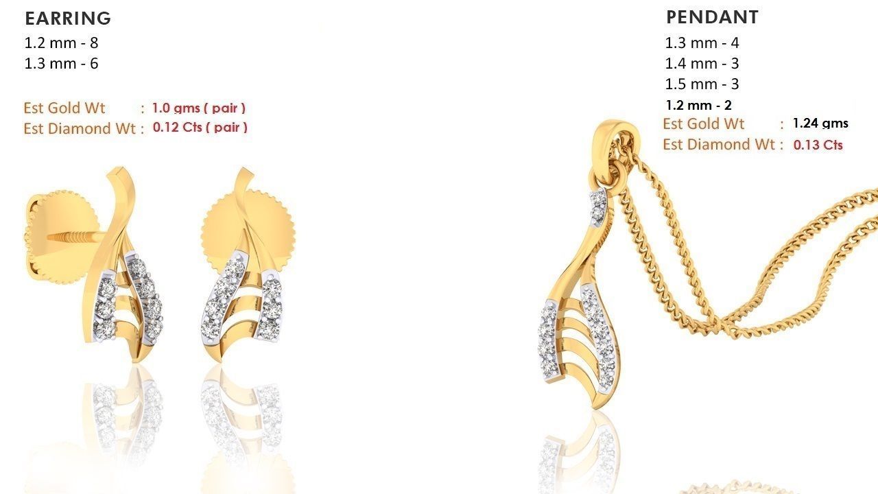 Women pendant earrings set 3dm mgx render detail 3D print model_1