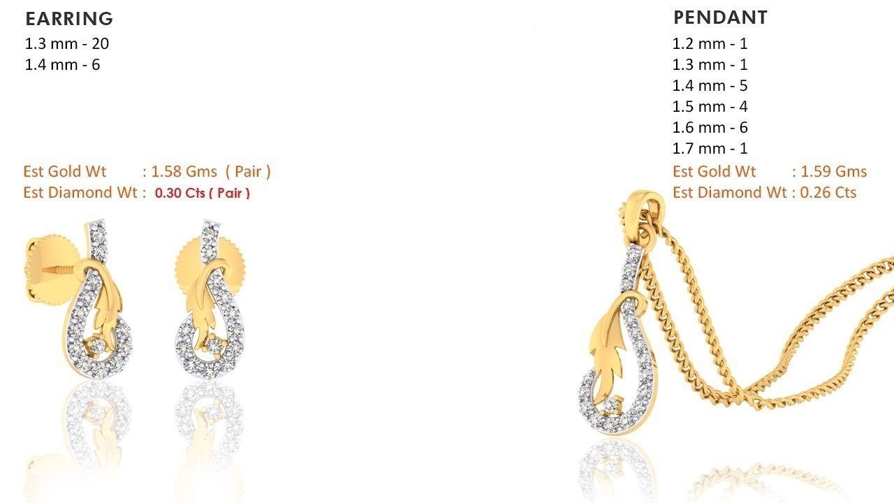 Women pendant earrings set 3dm mgx render detail 3D print model_1